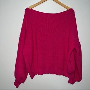&Merci Knit Pullover Sweater Women Size S Hot Pink Oversized Fall Girly